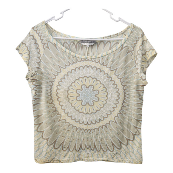MaxMara Stretch Printed Top XL Casual Cropped Quiet Luxury Designer Chic - Picture 1 of 7